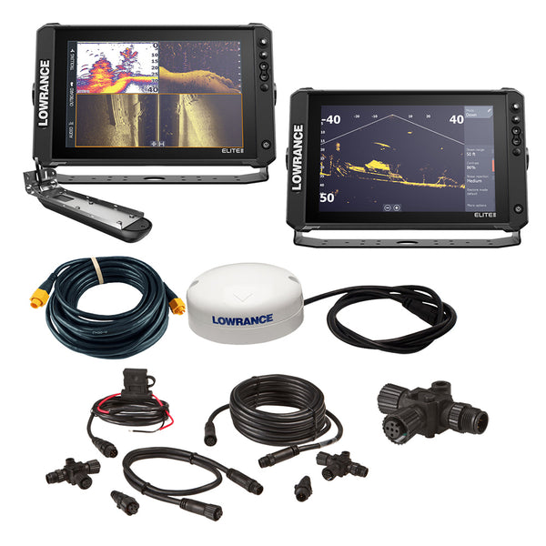 Lowrance Elite FS 12 BOAT in A BOX with Active Imaging 3-in-1 - 2 Displays, TD, GPS Antenna, Starter Kit, 25' Ethernet Cable [000-16477-001]