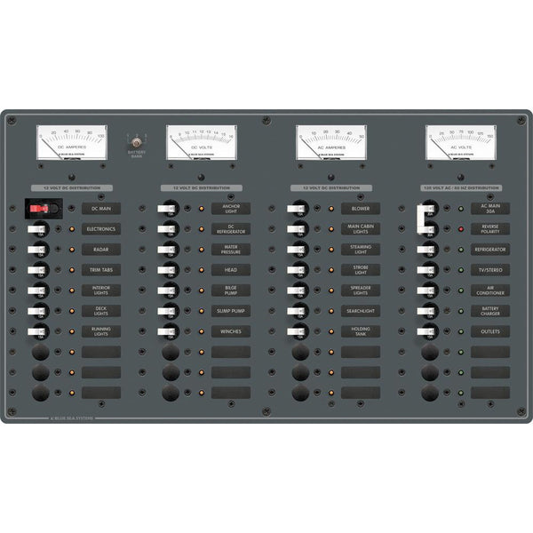 Blue Sea 8095 AC Main +8 Positions / DC Main +29 Positions Toggle Circuit Breaker Panel   (White Switches) [8095]