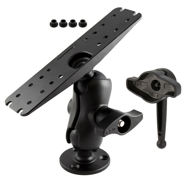 Ram Mount D Size 2.25" Ball Mount w/11" X 3" Rectangle Plate, 3.68" Round Plate and Hi-Torq Wrench [RAM-D-111-C-KNOB9H]