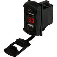 Sea-Dog Dual USB Rocker Switch Style Voltmeter w/Hidden Display [426527-1]