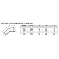 Viega ProPress 1" - 45 Copper Elbow - Street/Press Connection - Smart Connect Technology [77058]