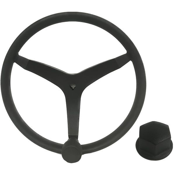 Uflex - V46 - 13.5" Stainless Steel Steering Wheel w/Speed Knob  Chrome Nut - Black [V46B KIT]